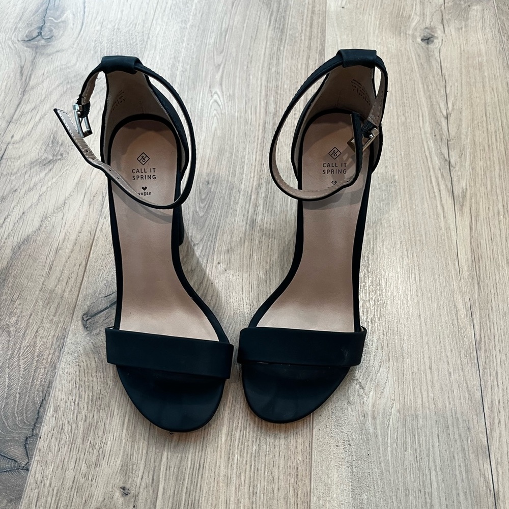 Call It Spring Black Minimalist Ankle-Strap Block Heels
